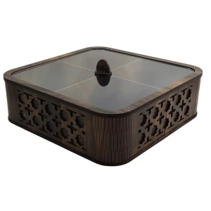 جعبه پذیرایی مدل LZ-1 با بدنه MDF و در پلکسی، مناسب نگهداری آجیل، دمنوش و شکلات، مقاوم در برابر نفوذ گرد و غبار