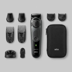 ماشین اصلاح صورت و بدن شارژی براون مدل BT7350 ضدآب با فناوری AutoSense، تیغه‌های خودتیزشونده استیل ضدزنگ، باتری لیتیوم‌یون با 100 دقیقه کارکرد، شارژ سریع و تنظیم اصلاح با 39 شماره نیم‌میلی‌متری