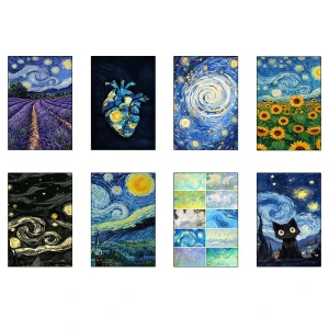 پوستر کارنيکا طرح شب پرستاره فانتزی ون‌گوگ Fantasy Starry Night Van Gogh کد 40208 مجموعه 8 عددی