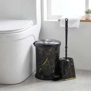 ست سطل زباله و فرچه ونوس پلاستیک مدل سنگی 20
