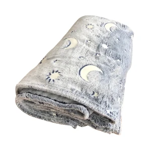 پتو مدل شبنما طرح ماه و ستاره دو نفره سایز 240x220 سانتی متر