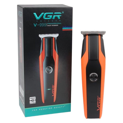 ماشین اصلاح موی سر و صورت وی جی آر مدل V-999 با تیغه استیل پیشرفته، اصلاح دقیق 0.01 میلی‌متر، استفاده خشک و مرطوب، باتری شارژی 90 دقیقه کارکرد و 4 شانه تنظیم طول