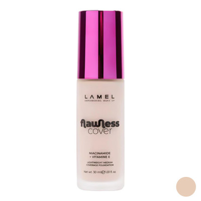 کرم پودر مایع لامل مدل Flawless Cover شماره 04 مناسب برای انواع پوست حجم 30 میلی‌لیتر