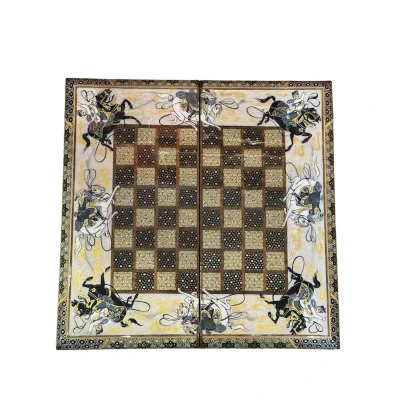 صفحه شطرنج خاتم کاری طرح چوگان مدل TNCHLUMA1