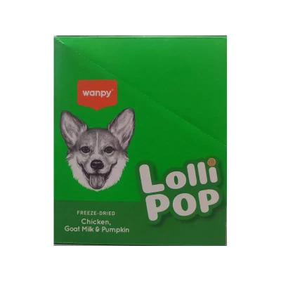 تشویقی سگ ونپی مدل Freeze Dried Lollipop طعم مرغ شیر بز و کدو تنبل وزن 14 گرم بسته 10 عددی