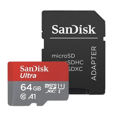 کارت حافظه microSDXC سن دیسک مدل Ultra A1 کلاس 10 استاندارد UHS-I سرعت 120MBps ظرفیت 64 گیگابایت به همراه آداپتور SD
