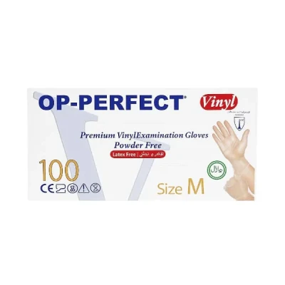دستکش وینیل غیر پودری حریر مدل اوپی پرفکت سایز متوسط (M) بسته 100 عددی