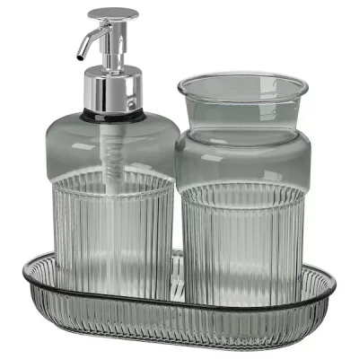 جا مایع و مسواک ایکیا مدل BROFJÄRDEN مجموعه 3 عددی به همراه استند