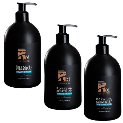 پک مراقبت مو روآ دو بیوتی مدل Royal Keratin حجم 500 میلی لیتر بسته 3 عددی