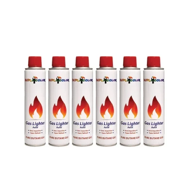 گاز فندک دوپلی کالر مدل REFILL حجم 300 میلی لیتر مجموعه 6 عددی