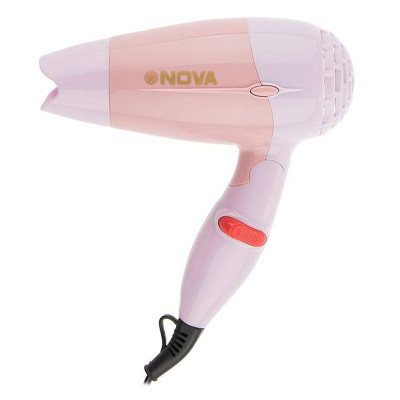 سشوار مسافرتی 1000 وات نوا مدل NV-662، موتور AC، وزن 161 گرم، المنت فلز، دارای سری متمرکز‌کننده باریک با ویژگی پخش یکنواخت گرما