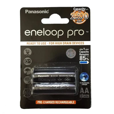 باتری قلمی قابل شارژ پاناسونیک مدل Eneloop Pro BK-3HCDE بسته 2 عددی