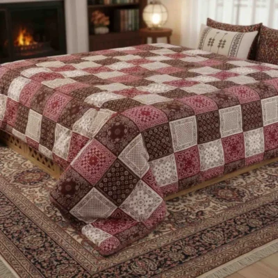 لحاف کرسی شش نفره مانیکاهوم مدل چهل تکه سایز 400*400 سانتی متر