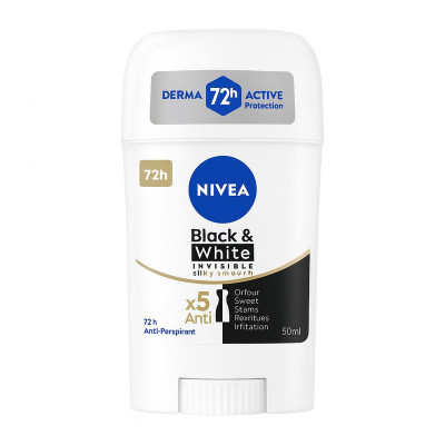 استیک ضد تعریق زنانه نیوا مدل Black &amp; White Invisible Silky Smooth حجم 50 میلی لیتر