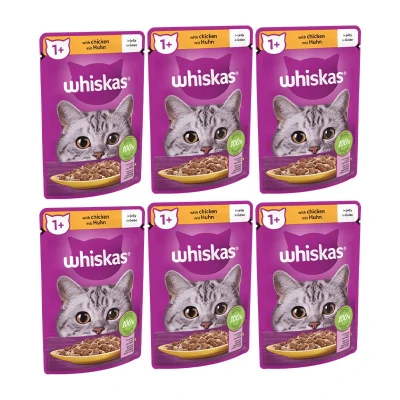 پوچ گربه ویسکاس مدل Chicken وزن 85 گرم بسته 6 عددی