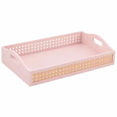 سینی دسته دار طرح حصیری کد P247 سایز 22*33 سانتی متر