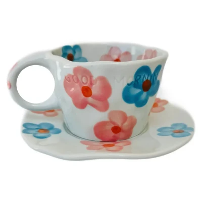 سرویس چای خوری 2 پارچه 1 نفره مدل Flower کد 131