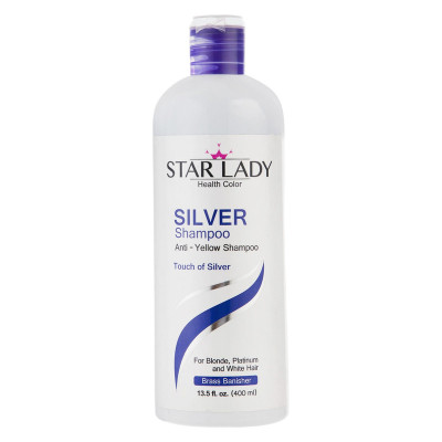 شامپو ضد زردی استار لیدی مخصوص موهای رنگ شده، حجم 400 میلی‌لیتر مدل Silver، افزایش درخشندگی مو