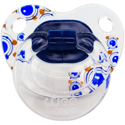 پستانک ارتودنسی وی کر مدل دسته دار شفاف چاپدار happy سایز 6-12 ماه کد P116