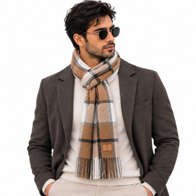 شال گردن مدل چهارخانه پشمی کد2601