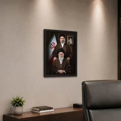 قاب عکس طرح رهبری معظم انقلاب مدل brn01 فریم مشکی