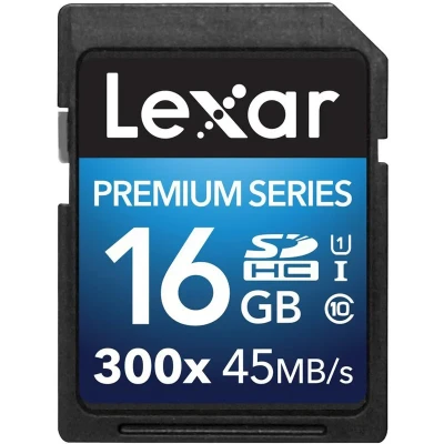 کارت حافظه SDHC لکسار مدل Premium کلاس 10 استاندارد UHS-I U1 سرعت 45MBps 300X ظرفیت 16 گیگابایت