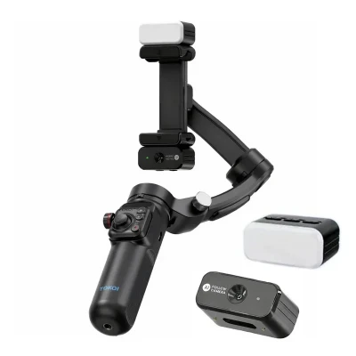 گیمبال و استابیلایزر هوشمند توکی مدل M03 AI 3-Axis به همراه دوربین دنبال کننده و میکروفون و فلش