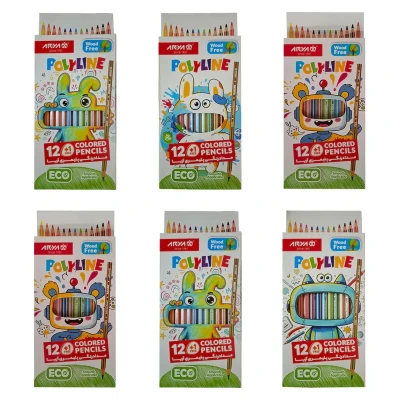 مداد رنگی 13 رنگ آریا کد 3066 بسته 6 عددی