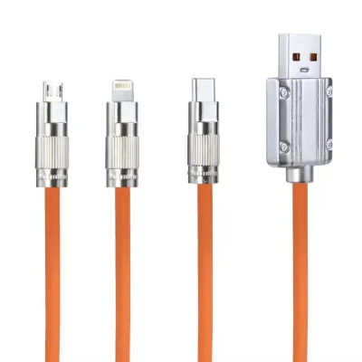 کابل تبدیل USB به USB-CmicroUSBلایتنینگ مدل 017 طول 1.15 متر