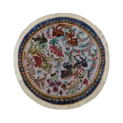 رومیزی فرش دستبافت مدل شکارگاه کد YM. 268