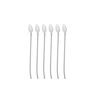 قاشق شربت خوری مدل نی دار کد FG38 مجموعه 6 عددی
