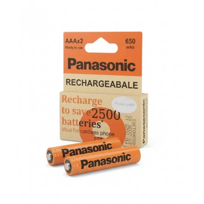 باتری نیم قلمی قابل شارژ تلفن بی سیم پاناسونیک مدل AAA با ظرفیت 650mAh میلی آمپر