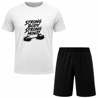ست تی‌شرت آستین کوتاه و شلوارک راحتی مردانه مدل GYM A171