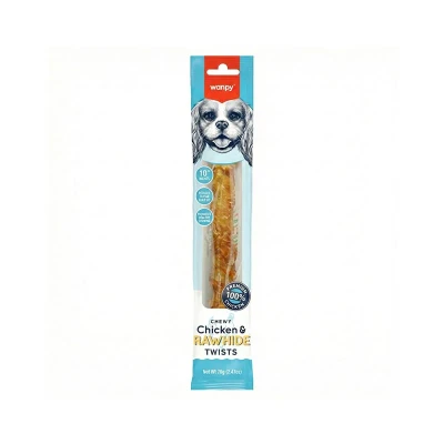 تشویقی سگ ونپی مدل Chewy Chicken Jerky & Rawhide Twists طعم مرغ وزن 70 گرم