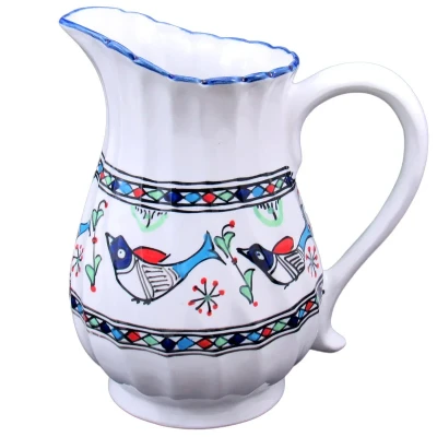 پارچ پیچ چینی میبدمروارید مدل مرغی رنگی