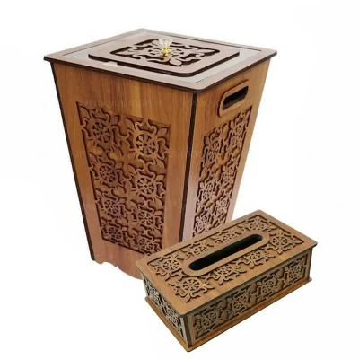 ست سطل زباله و جای دستمال کاغذی مدل 001