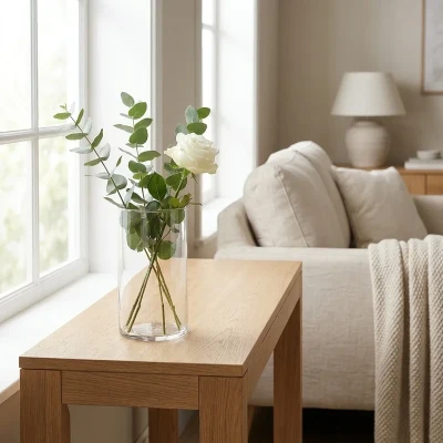 گلدان دکوری شیشه‌ای استوانه‌ای مدل 0815، ایستاده و رومیزی، مناسب کاکتوس و گیاهان آپارتمانی، ابعاد 8×8×15 سانتی‌متر، وزن 200 گرم