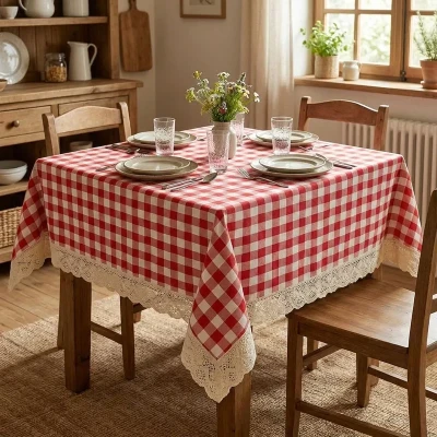رومیزی مدل چهارخونه 55 سایز 120x150 سانتی‌متر