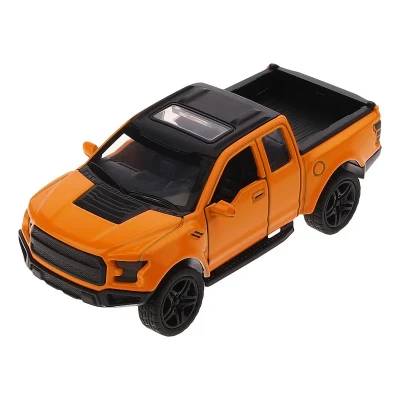 ماشین بازی آفرود فلزی طرح فورد RAPTOR عقب‌کش با در و صندوق بازشو، چراغ و افکت صوتی، طراحی دقیق و حرکت جلو و عقب