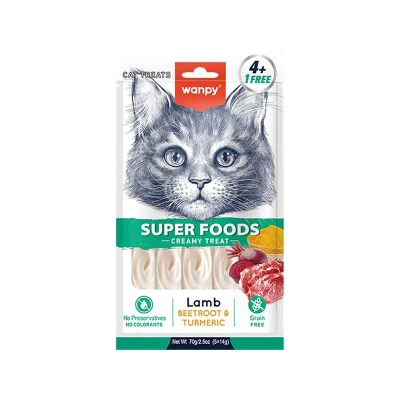 تشویقی گربه ونپی مدل Superfoods Creamy Lickable با طعم بره، چغندر و زردچوبه وزن 70 گرم