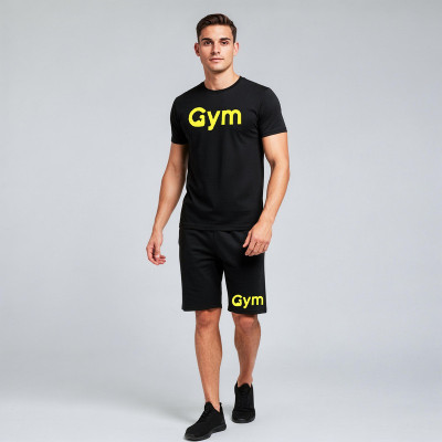 ست تیشرت آستین کوتاه و شلوارک راحتی مردانه مدل A27 طرح GYM