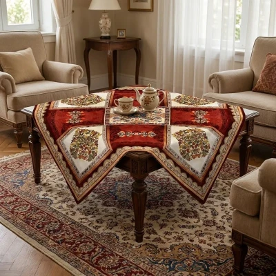 رومیزی مدل مخمل RM0066 سایز 95x95 سانتی‌متر