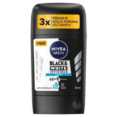 استیک ضد تعریق مردانه نیوآ مدل Black - White Invisible Fresh حجم 50 میلی لیتر