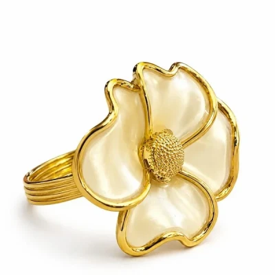 حلقه‌ دستمال سفره مدل P016White مجموعه 3 عددی
