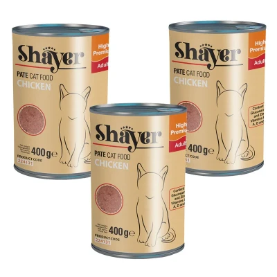 کنسرو غذای گربه شایر مدل مرغ وزن 400 گرم بسته 3 عددی
