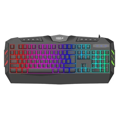 کیبورد گیمینگ هیسکا مدل HX-KEG400 RGB، سوییچ ممبران، Full-Size نورپردازی RGB