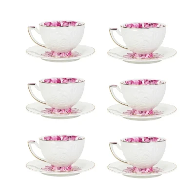 سرویس چای خوری 12 پارچه 6 نفره شاهین مدل dantella f