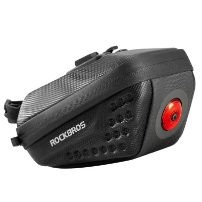 کیف زیر زین دوچرخه راک براس مدل هارد کیس چراغ دار کد 2051