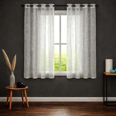 پرده پانچ تیکو دکو مدل حریر کتان ژاکارت طرح محو مدل بدون نیاز به آستر سایز 180 × 140 سانتی‌متر