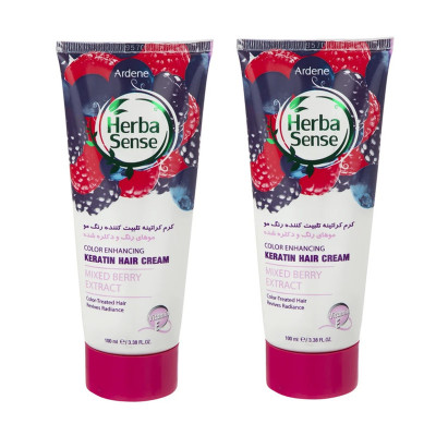 کرم مو آردن هرباسنس مدل Mixed Berry Extract مناسب برای موی رنگ شده، کراتین شده، دکلره شده حجم 100میلی لیتر بسته دو عددی
